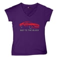 thumbnail image 5 of Bad To The Block Muscle Car Women's V-Neck T-shirt Street Racer American RT V8 Octane Power Perfomance Racing Coupe Tee, 5 of 7