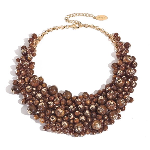 Bocar Statement Cluster Pearl Beaded Chunky Collar Necklace for Women Gift
