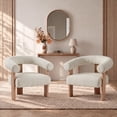 thumbnail image 2 of Usaint 25" Oversized Barrel Accent Chairs, Upholstered Chenille Chairs, Cozy Reading Chairs for Living Room, Bedroom & Apartment, Set of 2, Cream, 2 of 7