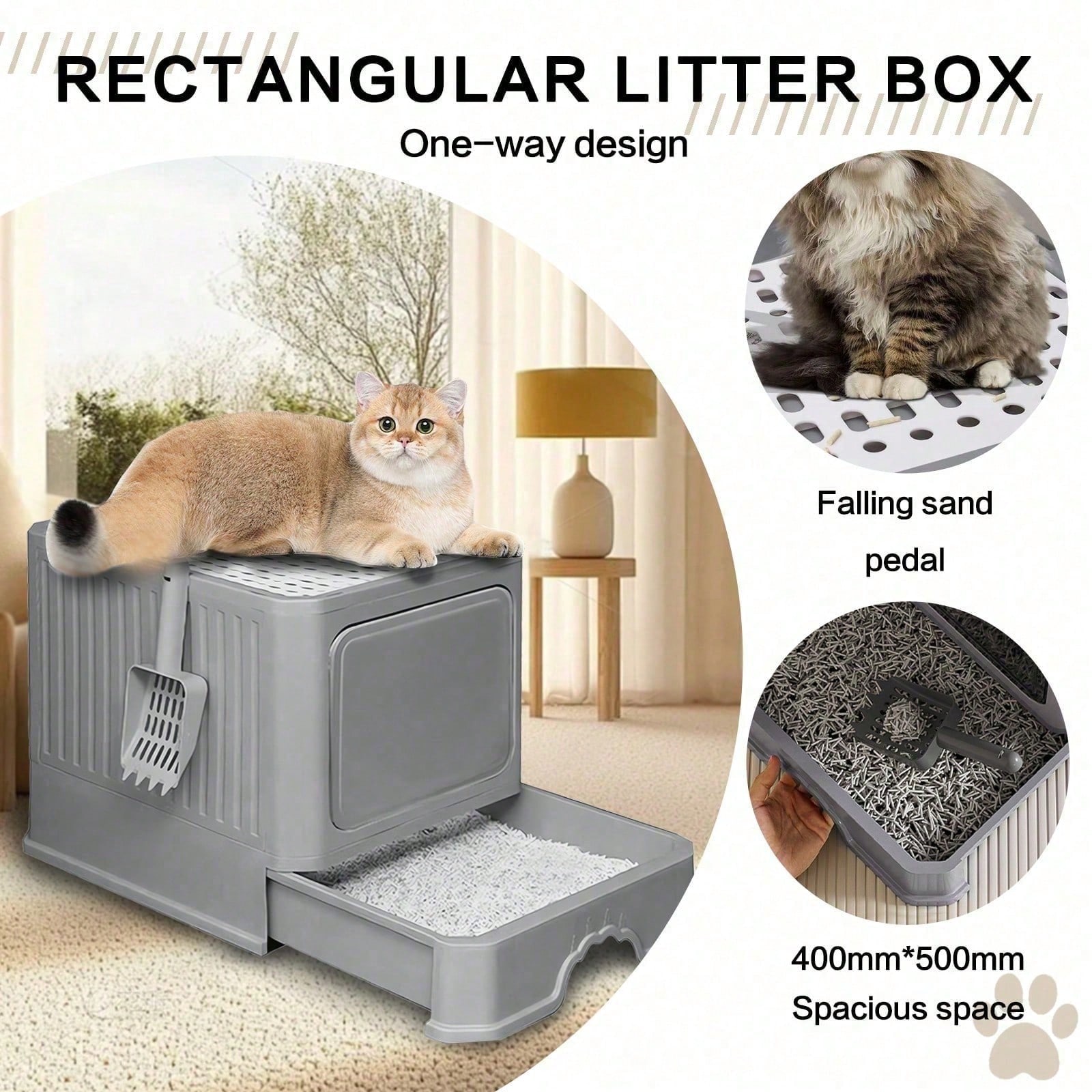 Detachable Cat Litter Box – Portable Enclosed Toilet with Lid & Scoop, Large Space Plastic Design for Easy Cleaning & Odor Control