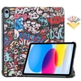thumbnail image 1 of Tarise Case for iPad 10th Generation 10.9 inch 2022 Slim Thin Lightweight Stand Tri-fold Smart Cover with Auto Wake/Sleep PU Leather Hard PC Back Shockproof Case for iPad 10th Gen, Graffiti Doodle, 1 of 9