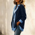 thumbnail image 6 of Warop Women's Sweatshirt with Denim Panel Lapel Button Long Sleeve Casual Outwear Top for Daily and Street, 6 of 7