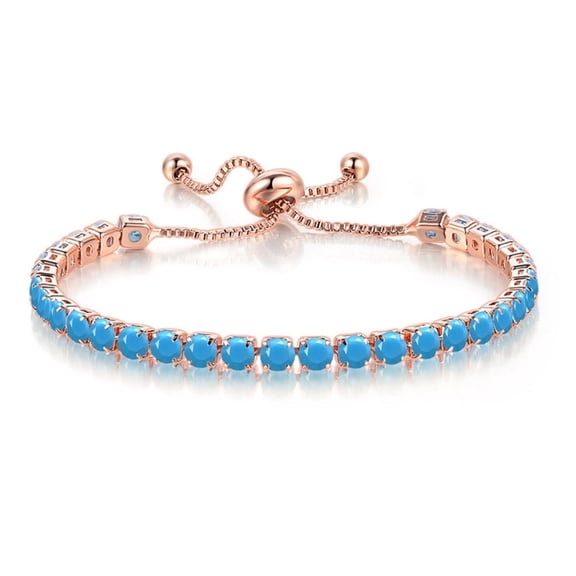 18k Rose Gold 6 Cttw Created Turquoise Adjustable Bracelet Plated by Paris Jewelry