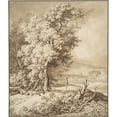 thumbnail image 2 of Ferdinand Kobell 15x17 Gold Ornate Wood Frame and Double Matted Museum Art Print Titled - Landscape with Wayfarers (1740-99), 2 of 4