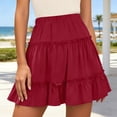 thumbnail image 2 of DHFJKG Womens Layered Ruffle Hem Mini Skirt High Waisted Flowy A-Line Party Summer Casual Tiered Skirt Beach Versatile Skirt, 2 of 5