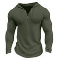thumbnail image 2 of YLSDY Men's Slim Fit Long Sleeve Waffle Knitted Henley Shirts Tops Thermal Undershirts Pullover Army Green XXL, 2 of 6