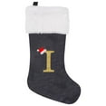 thumbnail image 2 of Christmas Stocking Personalized Monogram, 20 Inches Family Initial Xmas Stockings, Super Soft White Plush Cuff with Deluxe Grey Velvet Body and Gold Letter, 2 of 9