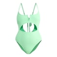thumbnail image 5 of No Boundaries Women's Cutout V-Wire One-Piece Swimsuit, Sizes XXS - XXL, 5 of 5