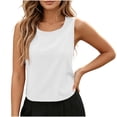 thumbnail image 6 of Craaazy Sleeveless Shirts for Women Regular Cut Solid Color Crew Neck Everyday Stylish Sleeveless Tank Tops Back Tie Bow Detail Cotton Fabric Blouses Suitable for Dating and Casual Outings, 6 of 10