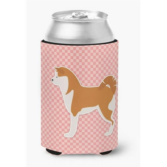 Akita Checkerboard Pink Can or Bottle Hugger