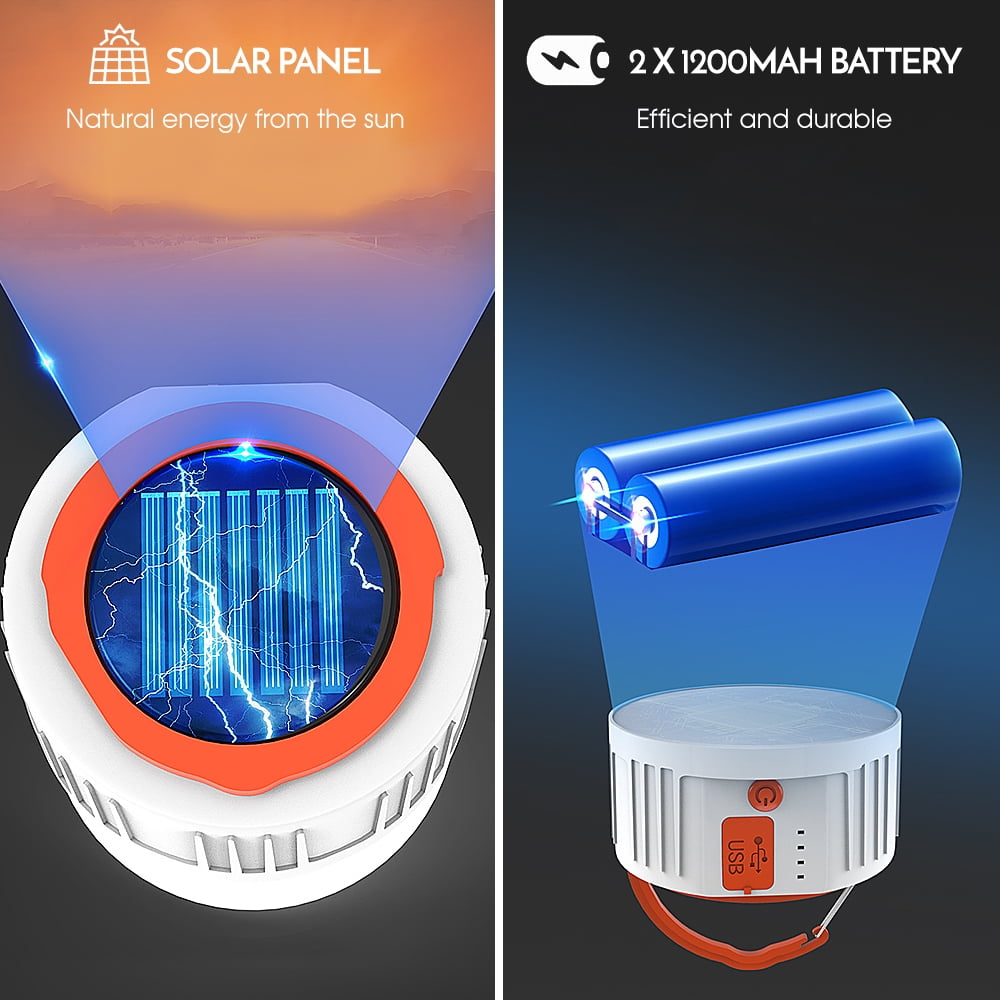 Multifunctional USB rechargeable Camping Lantern Portable Solar Panel Hand Lamp Waterproof Camping Tent Lamp Powerful Flashlight Torch Super Bright Portable Survival Lanterns