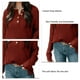 thumbnail image 5 of Blusa de mujer con botones, manga larga, hombros caídos, moda transpirable, blusa de corte informal para mujer, rojo vino S, 5 of 6
