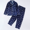 thumbnail image 2 of Zanarzt Valentines Clothes for Girls Pajamas Set Long Sleeve Button Down Sleepwear Nightwear Soft Pjs Sets Blue,7-8 Years, 2 of 3