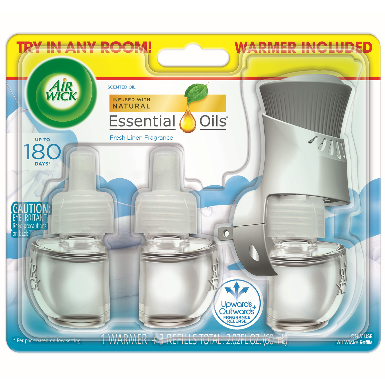 Air Wick Plug in Starter Kit, Warmer + 3 Refills, Fresh Linen, Same