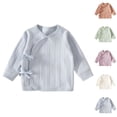 thumbnail image 2 of Qingpeng Boys Girls Wrap Top Long Sleeve Tie Side Shirt Cozy Wear for Kids Casual Daily Outfit, 2 of 7