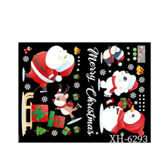 nvzhuang Christmas Glass Window Stickers Cute Wall Decals Holiday Window Clings for Party Supplies Decoration