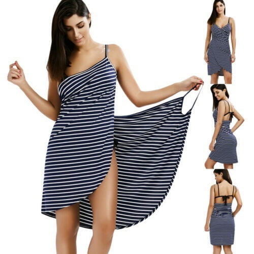 Canis - Women Striped Swimwear Scarf Beach Cover Up Wrap Sarong Sling Skirt  Maxi Dress - Walmart.com - Walmart.com