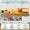 thumbnail image 3 of 72" Tall Kitchen Pantry Cabinet with 6 Side Door Shelves & Led Lights & Charge Station, 60" Wide Freestanding Farmhouse Cupboard with 7 Doors Storage,3 Drawer,3 Tier Storage Cart,Adjustable Shelves, 3 of 9