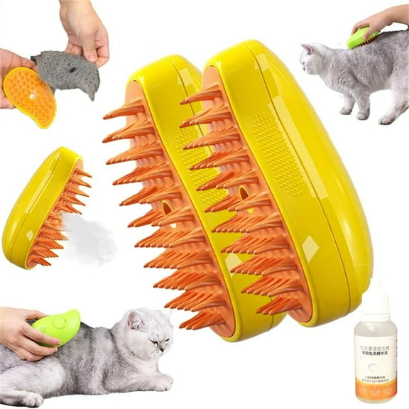 TOFOTL 2PC Pet Steam Brush, Mutifunctional Steamy Brush, 3 In1 Cat Steamy Brush, Self Cleaning Steam Cat Brush, Cats and Dogs HairBrush