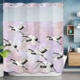 thumbnail image 6 of No Hook Shower Curtains with Snap-in Liner Set, Purple White Birds Waterproof Hotel Style Bathroom Shower Curtain, Vintage Animals Farmhouse Retro Art Breathable Mesh Top Bath Curtains 72''x78'', 6 of 9