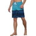 thumbnail image 4 of NOMADIC NOOK Men's Color Block Stripes Pattern Drawstring Waist Swimwear Shorts 2 Pack, 4 of 5