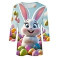 thumbnail image 6 of Feancey 3/4 Sleeve Easter Tops for Women Loose Fit Trendy Eggs Print Blouse Spring Summer Casual Bunny Graphic T Shirts 2025 Trendy Holiday Tee Top Spring Clearance 2025 White XL, 6 of 6