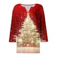 thumbnail image 5 of SELONE Womens Sweatshirt Oversized V Neck Christmas Tree Shirt Button Three Quarter Sleeves Pullover Loose Outerwear, 5 of 5