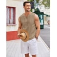 thumbnail image 4 of COOFANDY Mens Henley Ghillie Kilt Pirate Sleeveless Tank Tops Viking Tunic T Shirt, 4 of 6