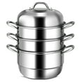 thumbnail image 2 of Topbuy 11" Stainless Steel Steamer Set Cookware Pot 3-Tier Food Steamer, 2 of 10
