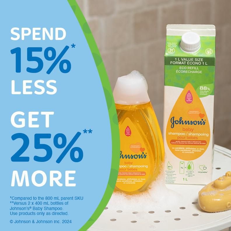 Johnson's Baby Shampoo Carton Refill, Glycerin, Baby Shampoo, Gentle, For Delicate Hair & Scalp, Hypoallergenic, Paraben Free, 1 L