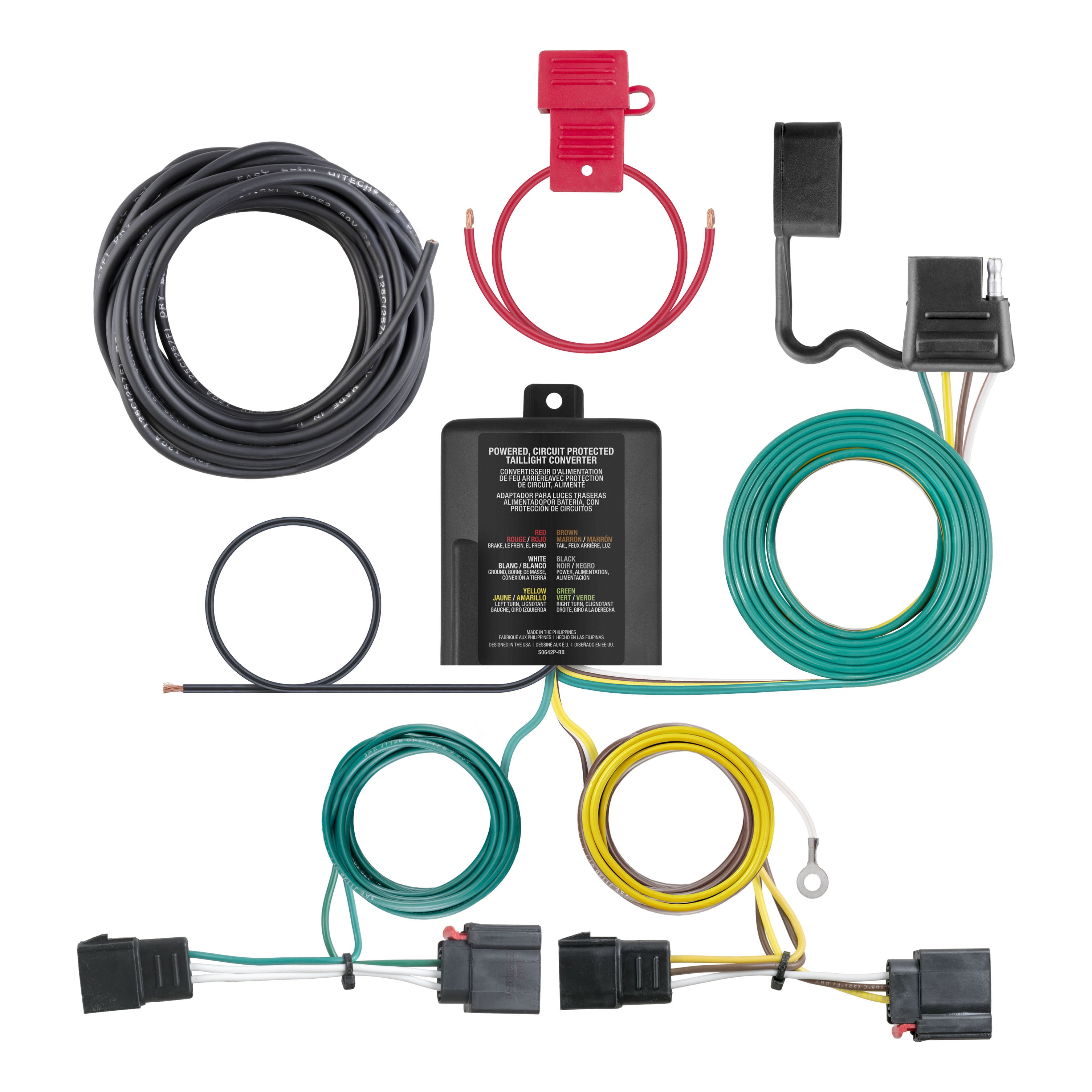 Curt Hitch 56333 Trailer Wiring Connector T Connector; With 4 Way Flat Trailer Connector