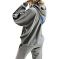 thumbnail image 5 of Blotona Women's Casual Hood Clothes Set Solid Color Long Sleeve Loose Sweatshirt Hood Pullover + Shorts Long Pants, 5 of 7