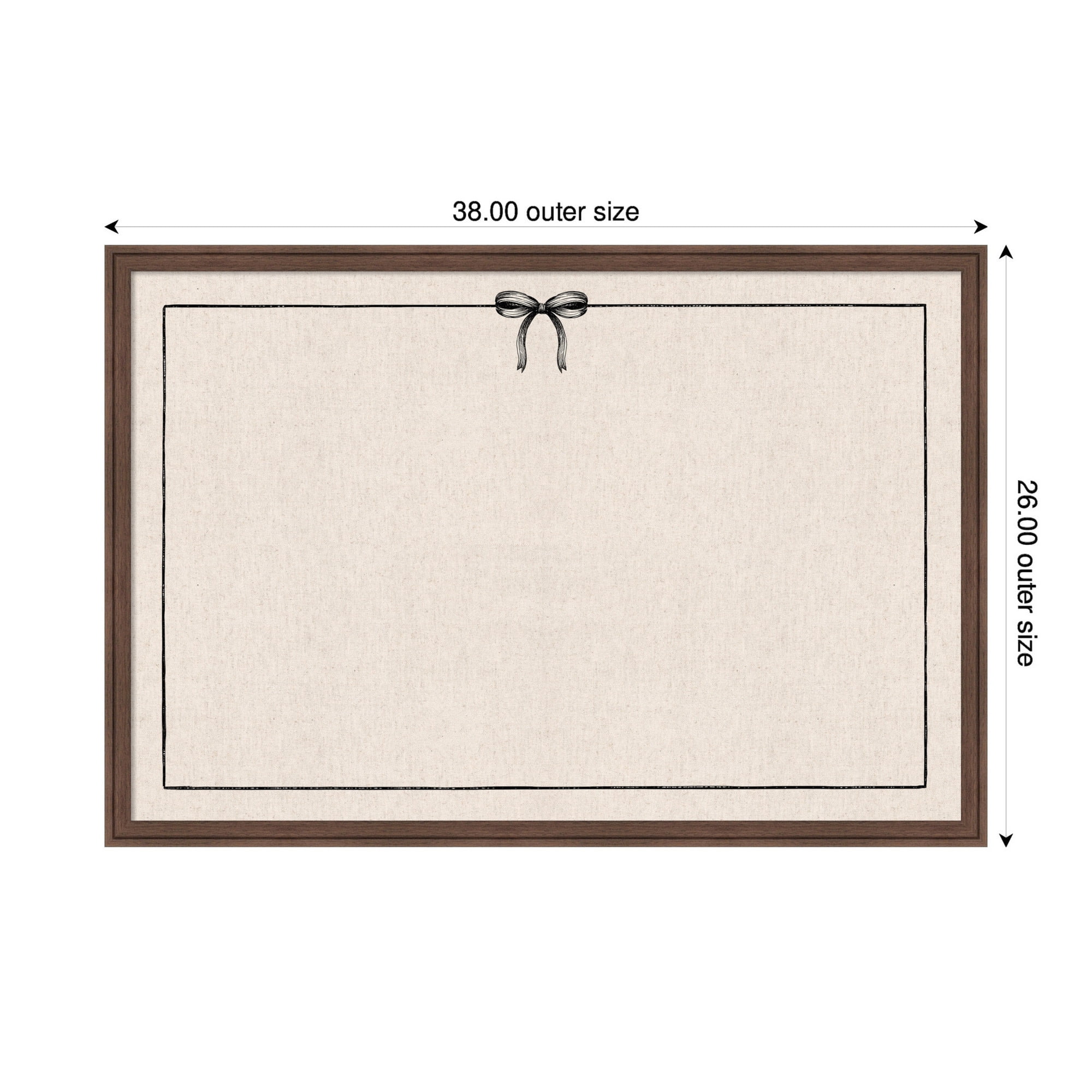 Kate and Laurel Framed Fabric Pinboard 38 x 26,  Printed Linen Classic Bulletin Board for Use as a Vision Board or Wall Organization, Florence Medium Brown Frame