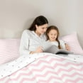 thumbnail image 5 of Manfei Abstract Wave Stripe Bedding Comforter Set, Pink White Aesthetic Twin Comforter Sets, Contemporary Minimalist Bedding Set, Super Cozy Room Decor Reversible 2pcs, 5 of 8