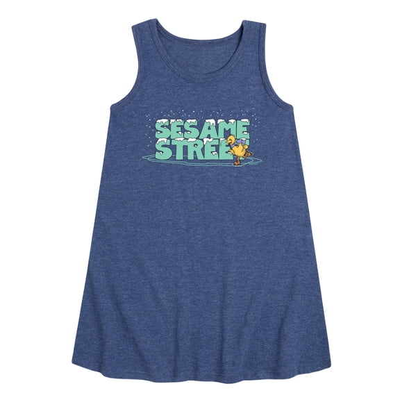 Sesame Street - Snow Logo - Toddler And Youth Girls Short Sleeve Aline Dress