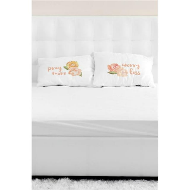One Bella Casa 82379CSE Pray More Worry Less Pillow Case - Multicolor, Set of 2