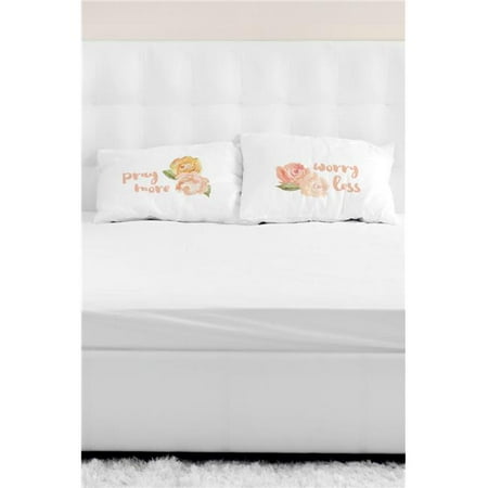 One Bella Casa 82379cse Pray More Worry Less Pillow Case Multicolor 44 Set Of 2 Walmart Com Walmart Com