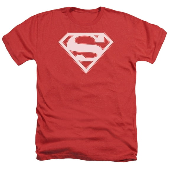 Superman - Red & White Shield - Heather Short Sleeve Shirt - Large