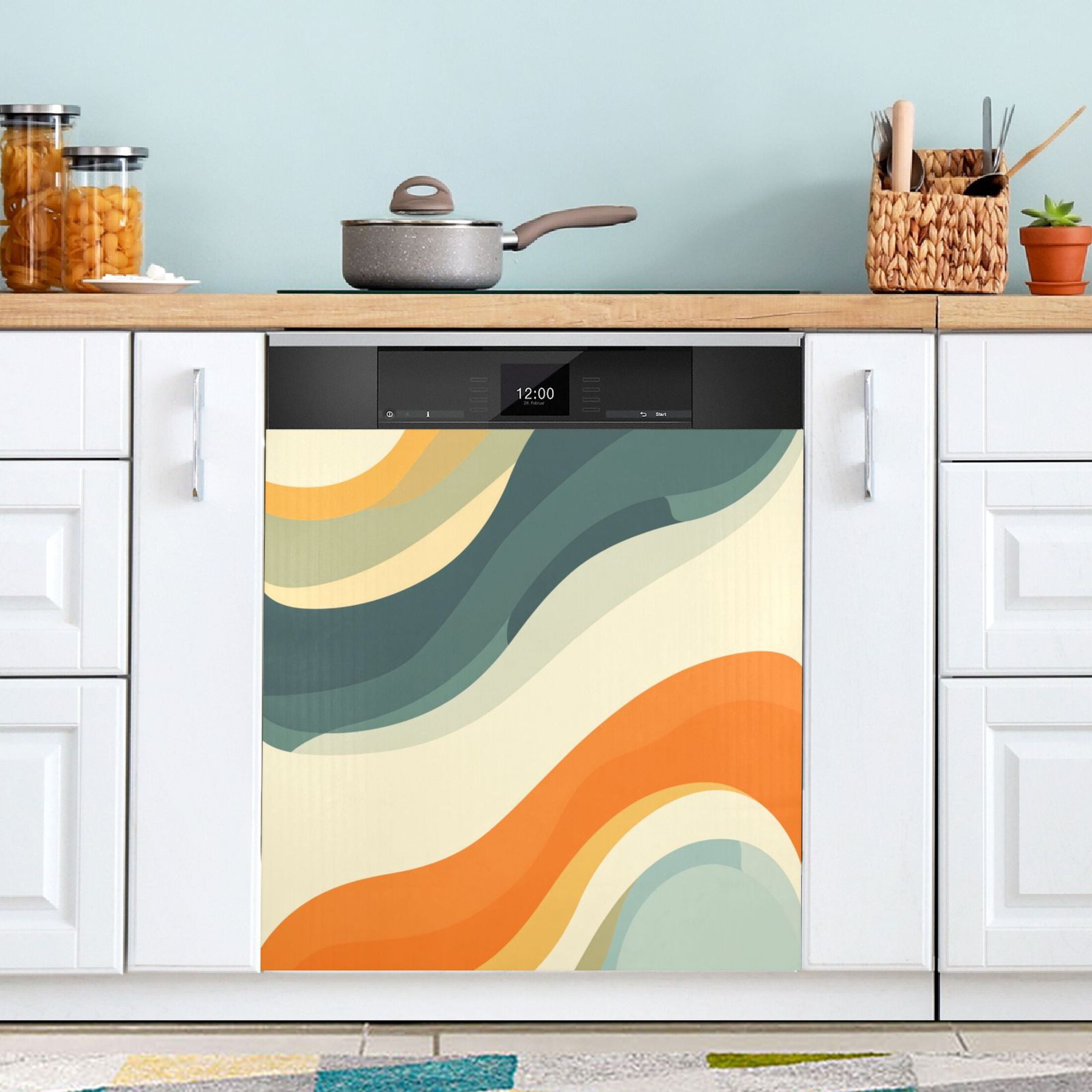 Dishwasher Magnetic Sticker 23x26 Inch Refrigerator Magnetic Sticker Washing Machine Magnetic Sticker Kitchen Panel Magnetic Sticker Home Decor Beautiful Orange Stripes
