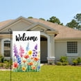 thumbnail image 2 of AMHNF Linen Garden Flag with Watercolor Wildflowers - Welcome Sign for Spring Summer Home Outdoor Garden Yard Door Decor 12x18 inch, 2 of 5