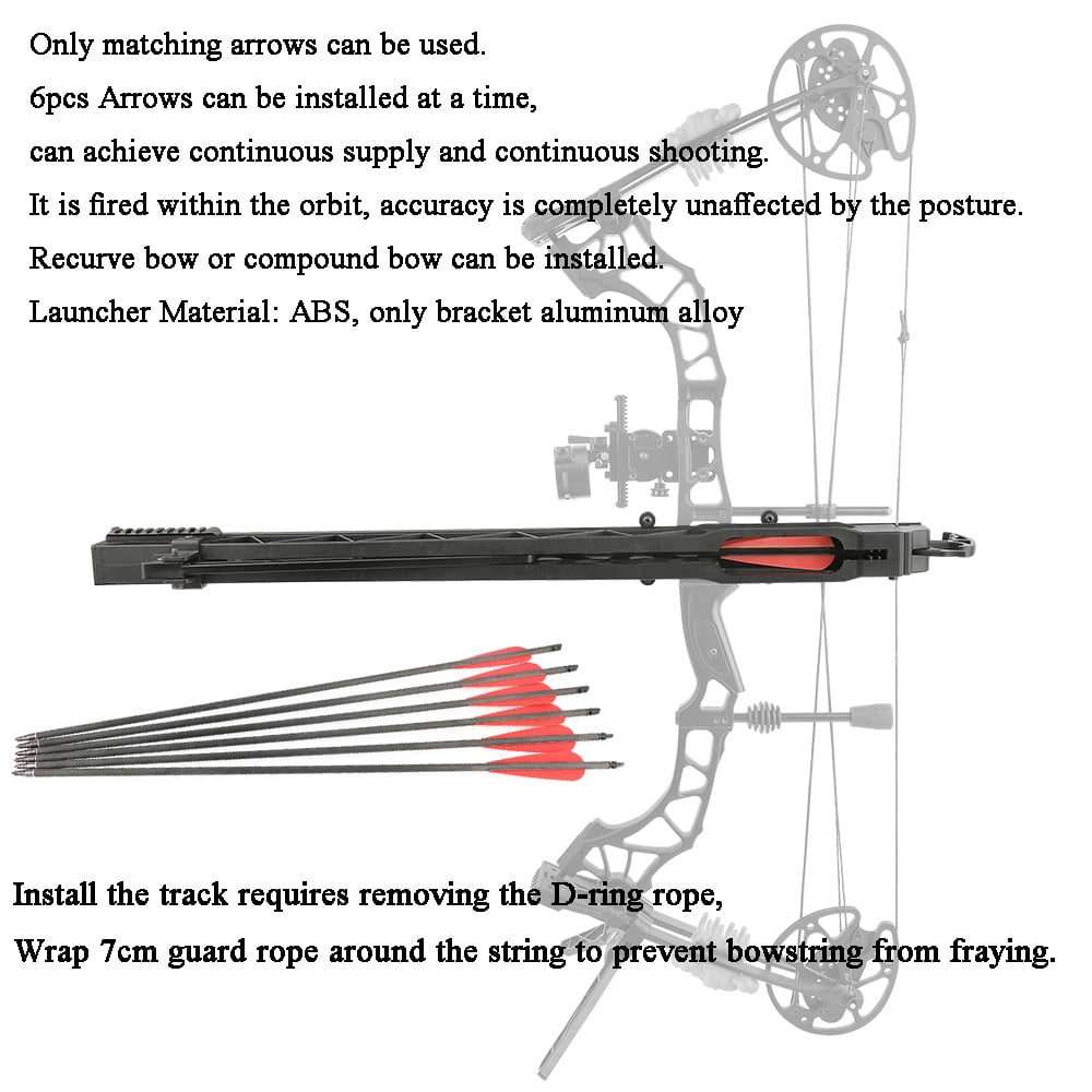 Archery compound bow repeater rapid-fire device 6 arrows for compound bows/metal riser repeater bows, automatic self-loading arrows, bow not included