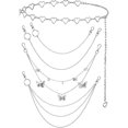 thumbnail image 1 of Jinsinto 5 Pieces Chain Belt Jeans Pants Chain Pocket Waist Chain Multi-Layer Hip Hop Metal Wallet Chain Silver, 1 of 5