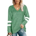 thumbnail image 2 of Otvok Womens Tops Casual V-Neck Long Sleeve Patchwork Loose Shirt Blouse, 2 of 7