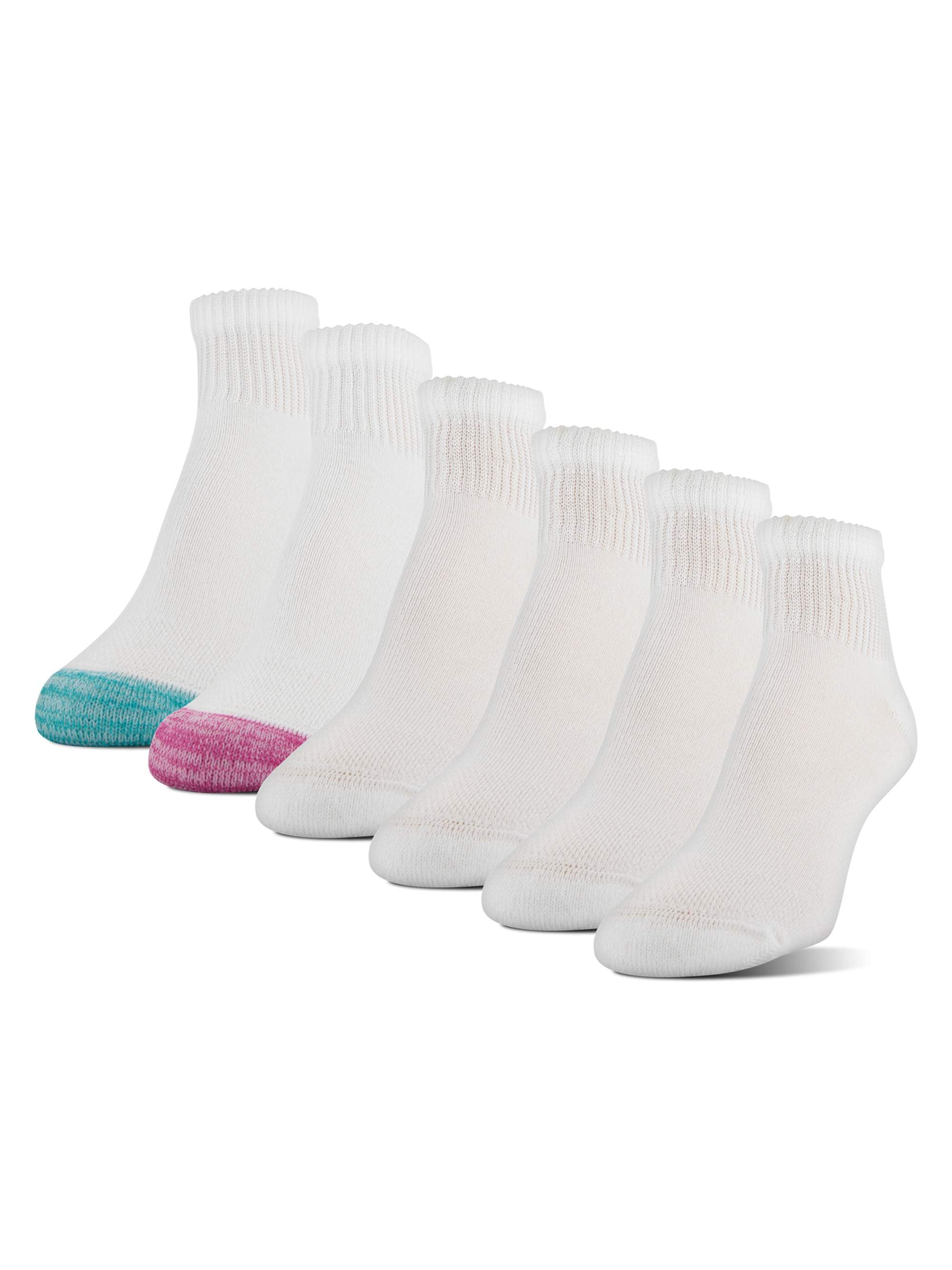 Women's Stretch Poly Cushion Heel and Toe Ankle Socks, 6 Pairs