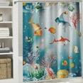 thumbnail image 6 of Orinice  Colorful Tropical Fish Shower Curtain  Ocean Fish Kids Decorative Bath Curtain Polyester Fabric Waterproof Bathroom Curtain with 12 Hooks 36x72, 6 of 7