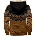 thumbnail image 4 of Men's Winter Print Hooded Jacket, Ethnic Pattern Fleece-Lined Thick Casual Zipper Coat for Outdoor Leisure and Holiday Gift,Brown,L, 4 of 5