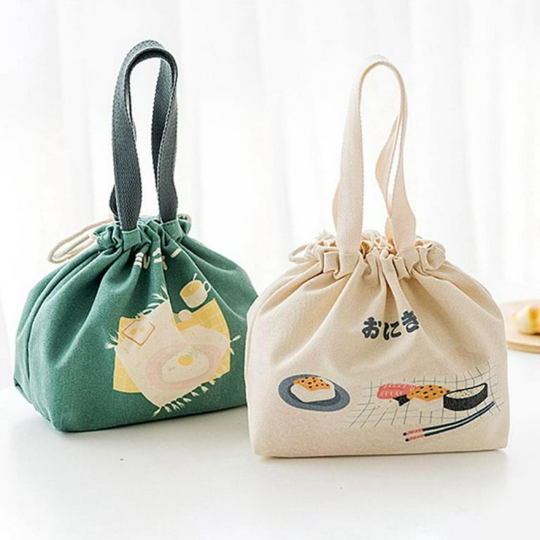 Japanese Style Lunch Box Bag Drawstring Lunch Bag Bento Tote Pouch Portable  Children Storage Box Travel Tableware Storage Bag