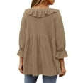 thumbnail image 4 of frariair ​Boho Chic Chiffon Top Featuring Adjustable Waist Detail Perfect For Fall Wedding Guest Attire​ Khaki, 4 of 4