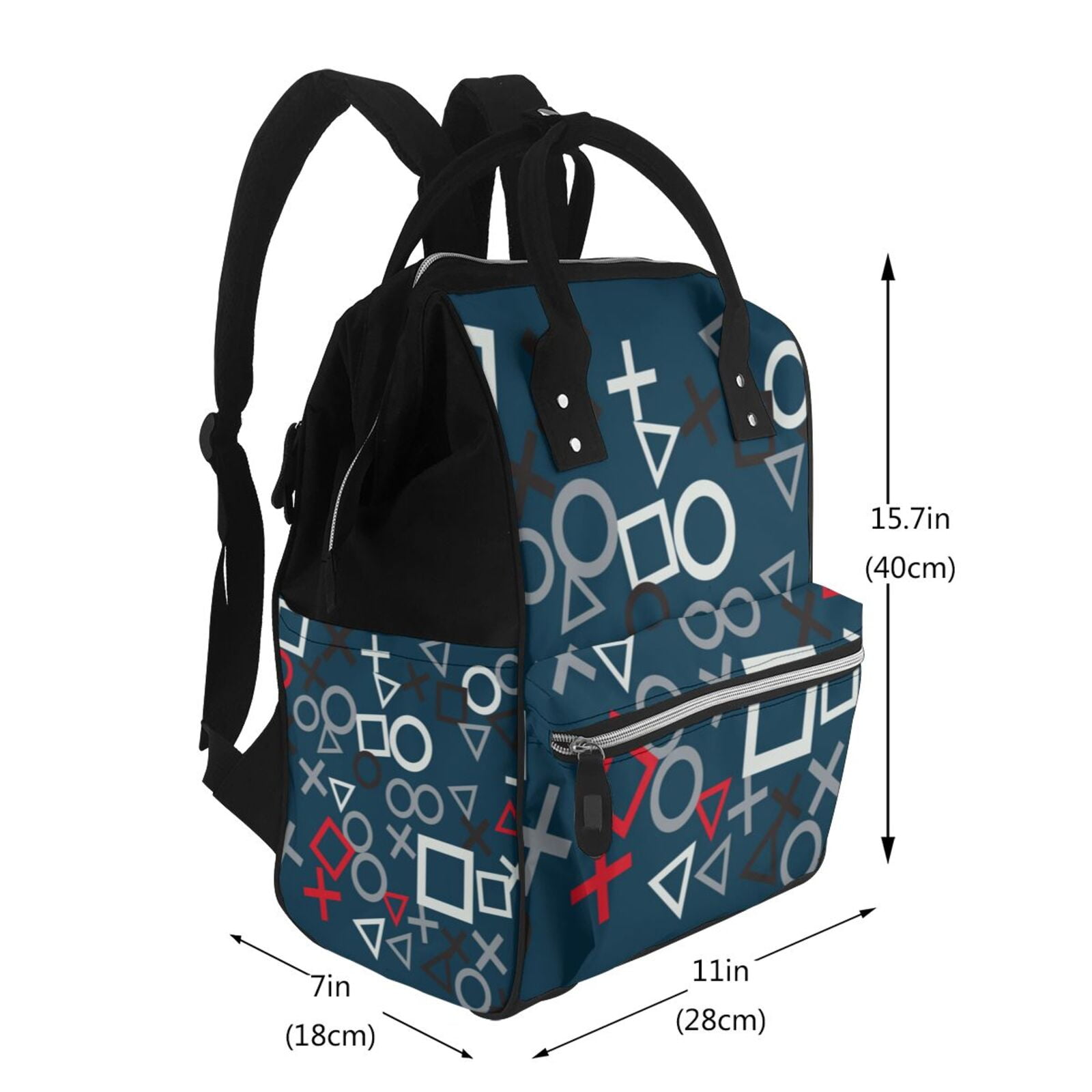Kdxio Baby Diaper Backpack,Multi-Function Travel Backpack Nappy Bags,Nursing Bag, Fashion Mummy,Roomy Waterproof for Baby Care(Navy Blue Geometric)