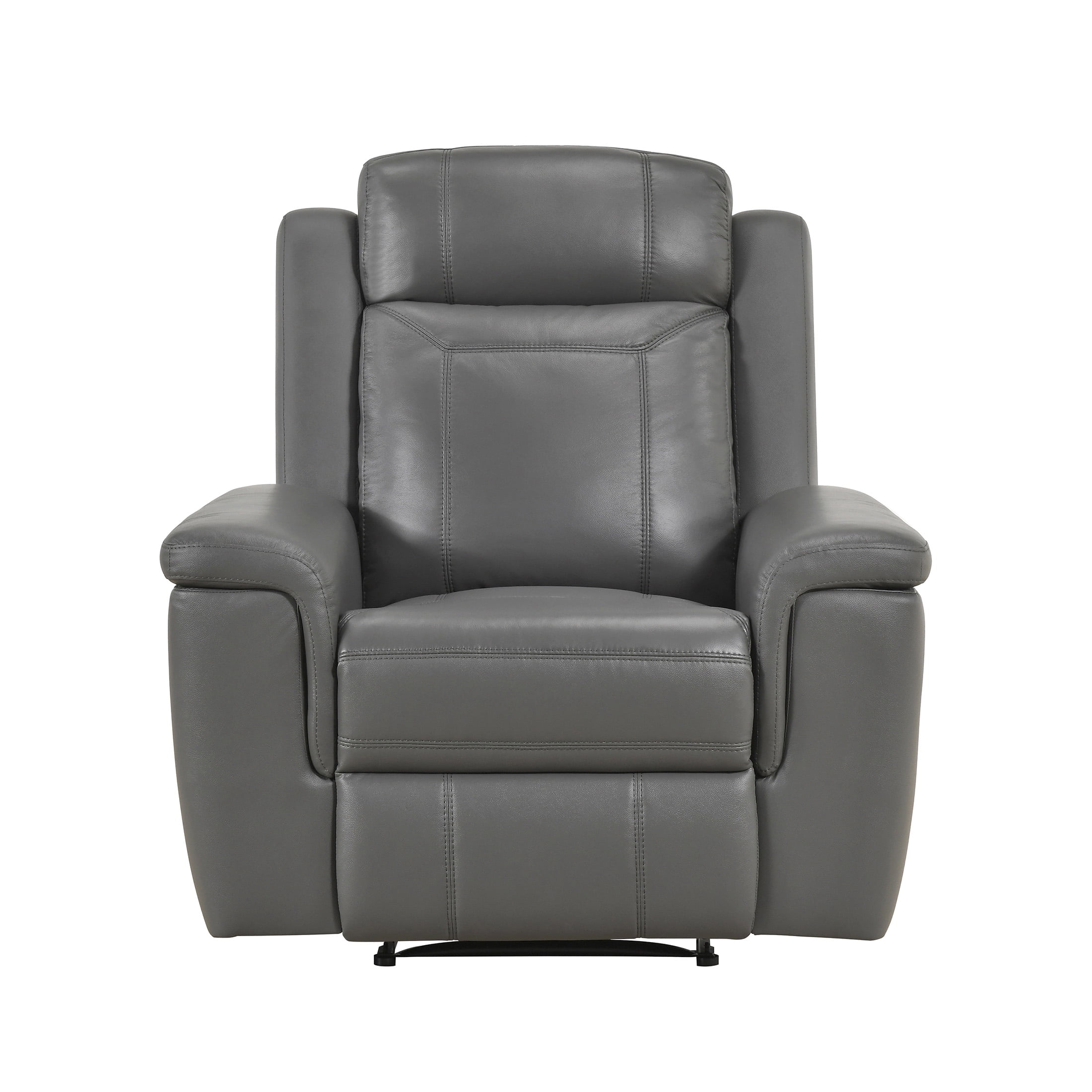 OakvillePark Livaro Leather Match Manual Reclining Chair, Dark Gray